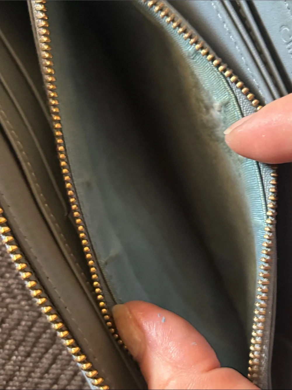 Dior Cloud Blue Quilted Lady Wallet with Gold Charms